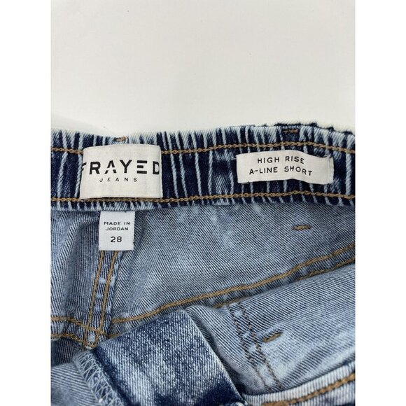 Frayed Women’s High Rise A-Line Denim Shorts Size 28 - Picture 4 of 8
